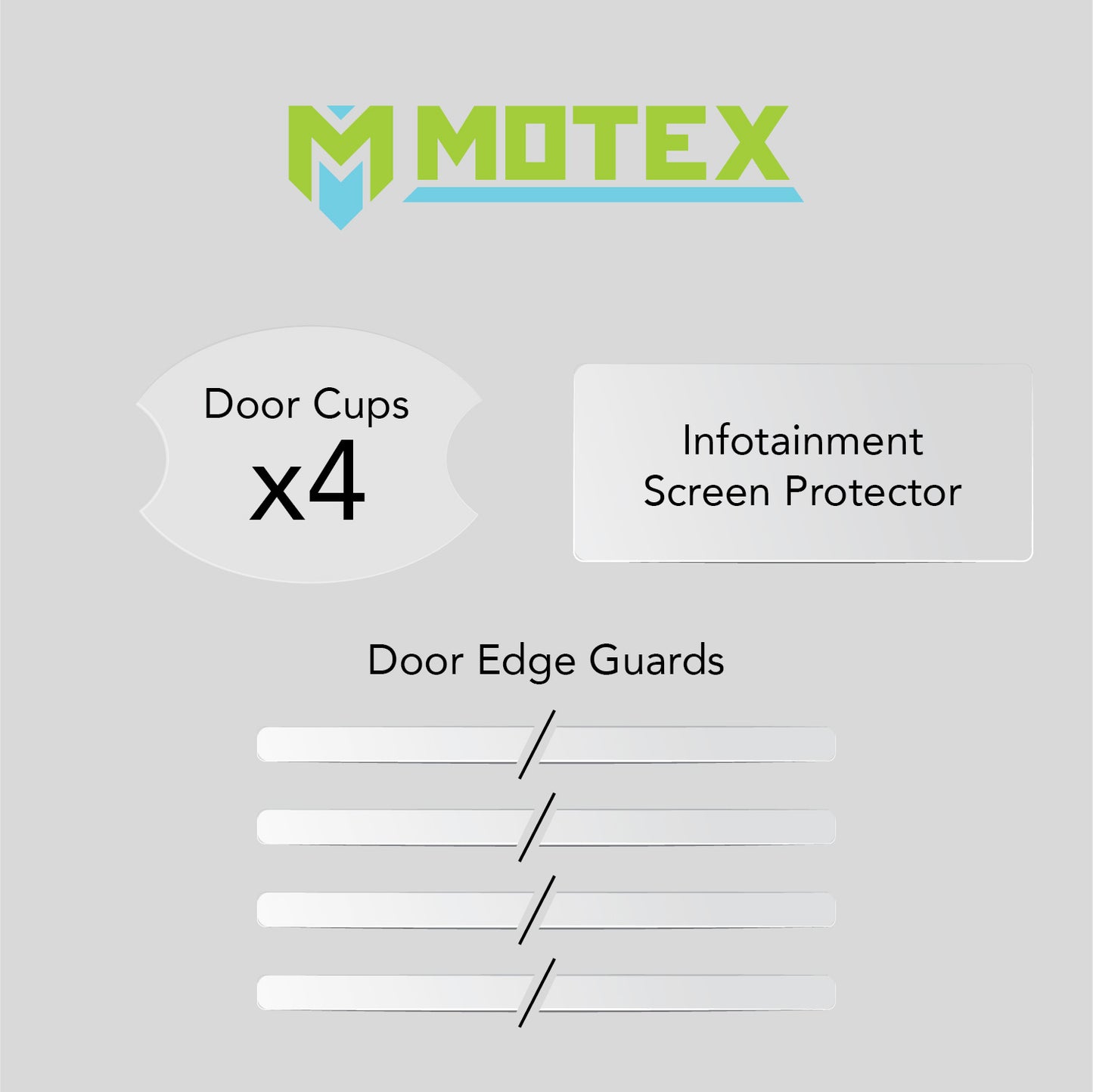 Motex film protection pack.  Edge guards/door cups/infotainment screen